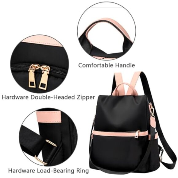 Anti-Theft Backpack Purse with Removable Strap, Water-Resistant Oxford Cloth main image 6